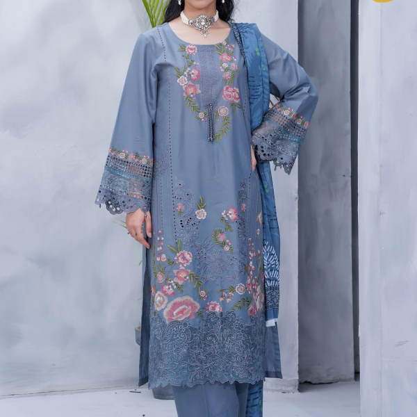 Eid al-Fitr Lawn Embroidered 3-Piece – Sky Blue