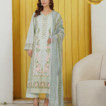 Pista Green Elegance – Embroidered Lawn 3PC with Chiffon Dupatta