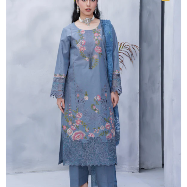 Eid al-Fitr Lawn Embroidered 3-Piece – Sky Blue