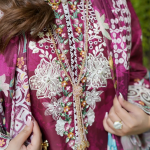 Stitched Magenta Embroidered Winter Corduroy 3-Piece Suit