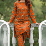 Orange Printed Marina Wool 2-Piece Unstitched Suit – Winter Daily Wear