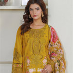 Eid al-Fitr Collection – Stitched Mustard Embroidered Lawn 3 Piece