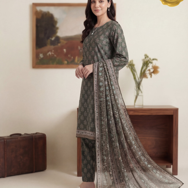 Printed Lawn 3-Piece Stitched Suit