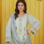 Pista Green Elegance – Embroidered Lawn 3PC with Chiffon Dupatta