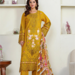 Eid al-Fitr Collection – Stitched Mustard Embroidered Lawn 3 Piece