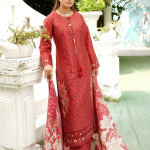 Stitched Royal Maroon Embroidered Winter Corduroy 3-Piece Suit