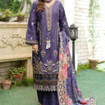 Stitched Elegant Purple Embroidered Winter Corduroy 3-Piece Suit