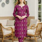 Purple Printed Marina Wool 2-Piece Unstitched Suit – Winter Daily Wear