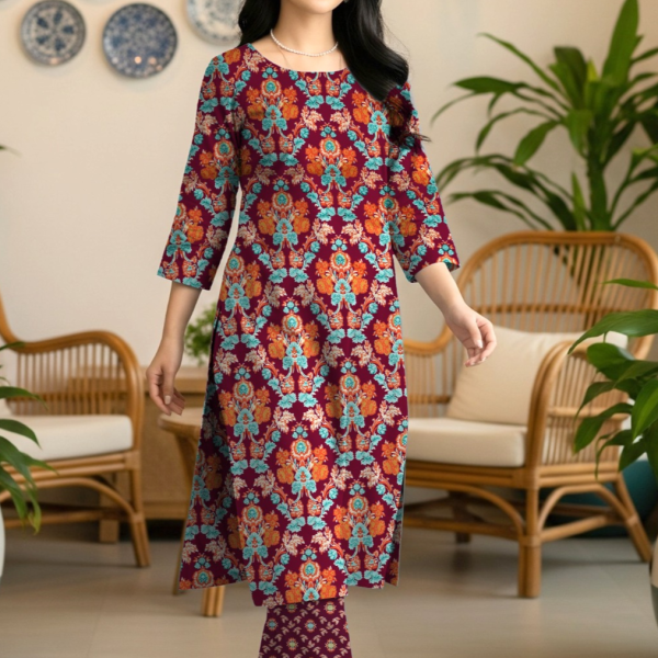 Turquoise Bloom – 2-Piece Marina Wool Suit