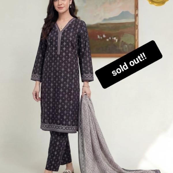 Printed Lawn 3-Piece Stitched Suit